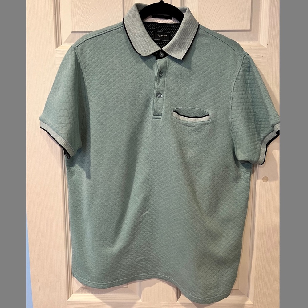 7 Diamonds Men’s Teal Quilted-Style Pocket Polo